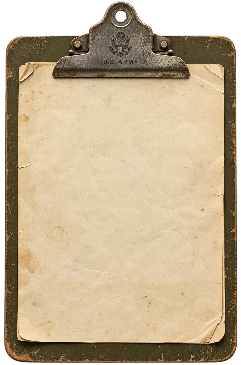 Worn U.S. Army clipboard with member access form