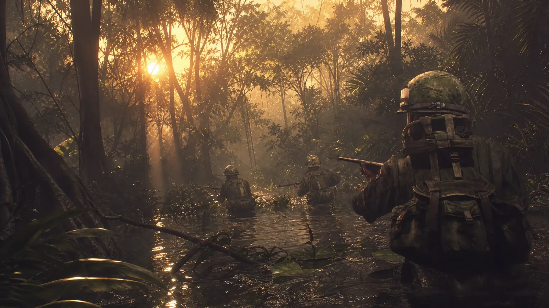1/5 Cavalry patrol moving through Vietnam